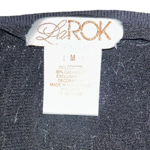 la rok gray cashmere cotton bronze sequins embellished FALL HOLIDAY swea… - Picture 2 of 4